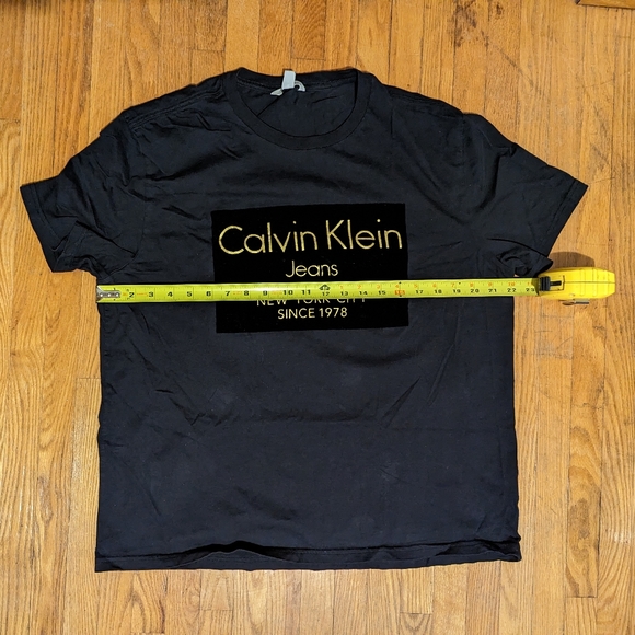 Calvin Klein Suede Logo Black Tee - Picture 5 of 6